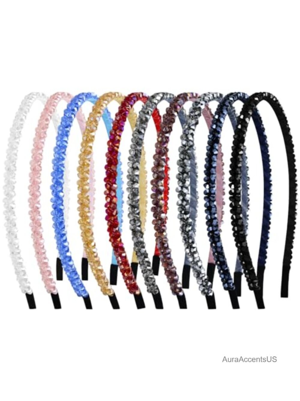 Rhinestone Metal Headbands Sparkly Crystal Beaded Hair Accessories for Women